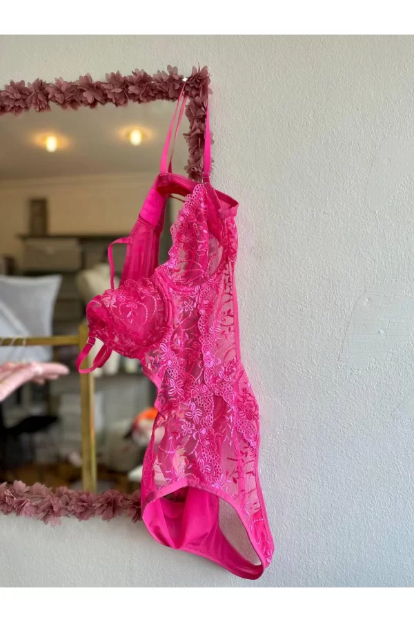 Luz&Pos Arias Closet Çiçek Desenli Pembe Bodysuit