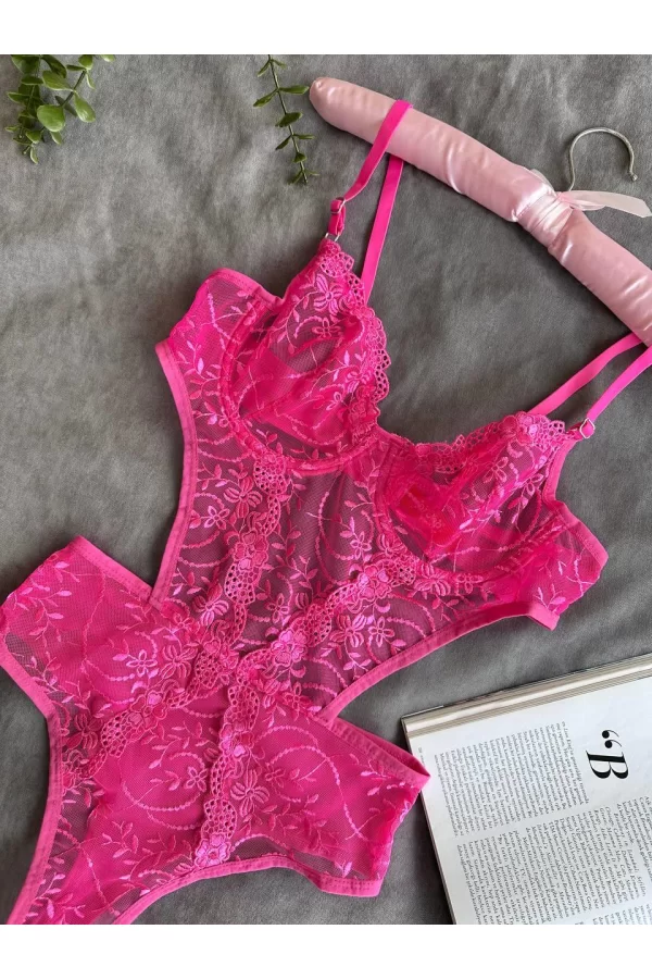 Luz&Pos Arias Closet Çiçek Desenli Pembe Bodysuit