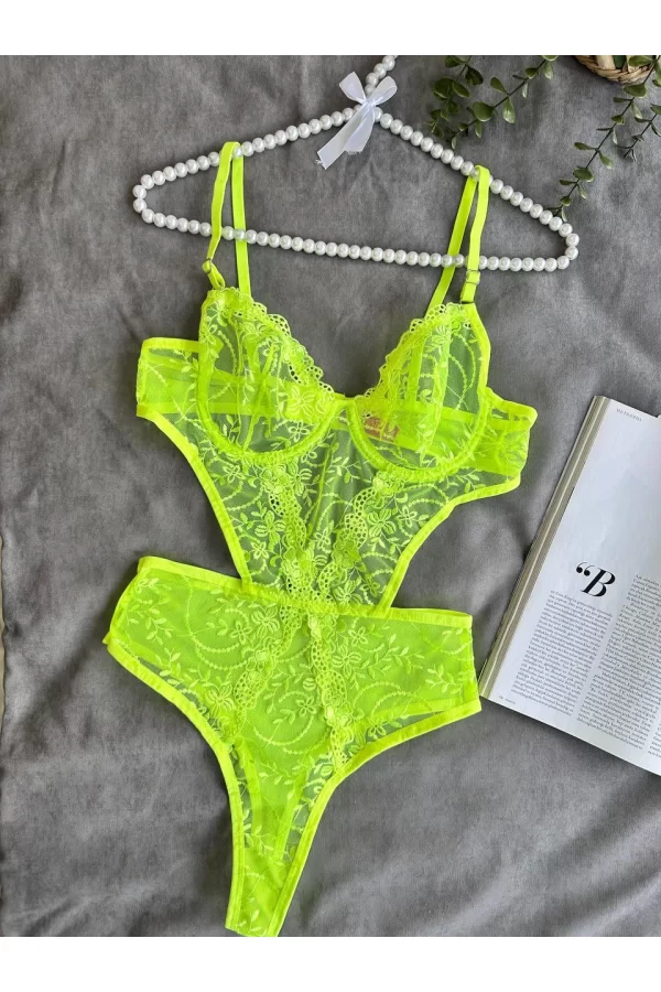 Luz&Pos Arias Closet Çiçek Desenli Yeşil Bodysuit
