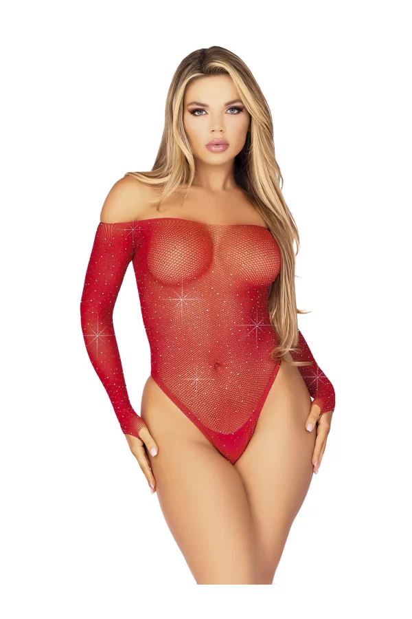 Luz&Pos Arias Closet Kırmızı Fantezi Taşlı Body Vücut Çorabı