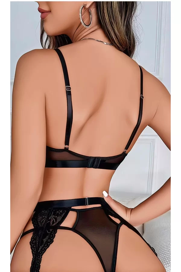Luz&Pos Arias Closet Kırmızı Leopar Desenli Fantezi Jartiyer Takımı