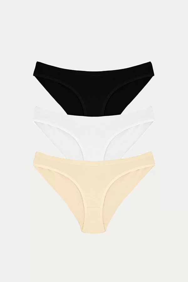 Luz&Pos Arias Closet Pamuklu Siyah Beyaz Ten Rengi 3lü Külot