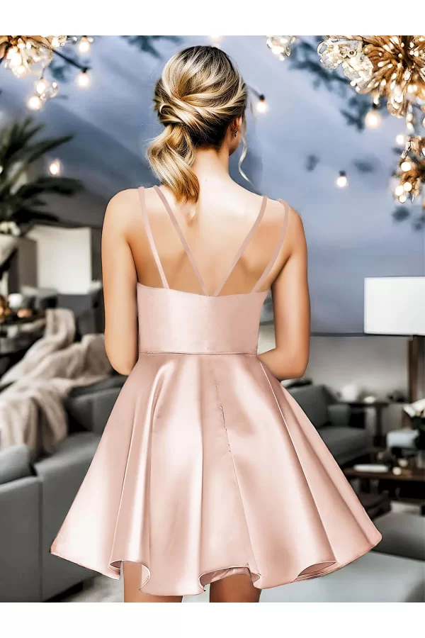 Luz&Pos Arias Closet Somon Askılı Fantezi Mini Elbise