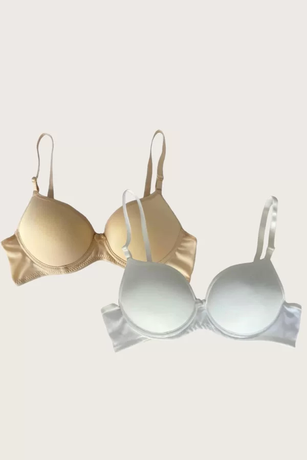 Luz&Pos Arias Closet Ten-beyaz 2li Mikro Kumaş Push Up Dolgulu Balenli Günlük Destekli Sütyen