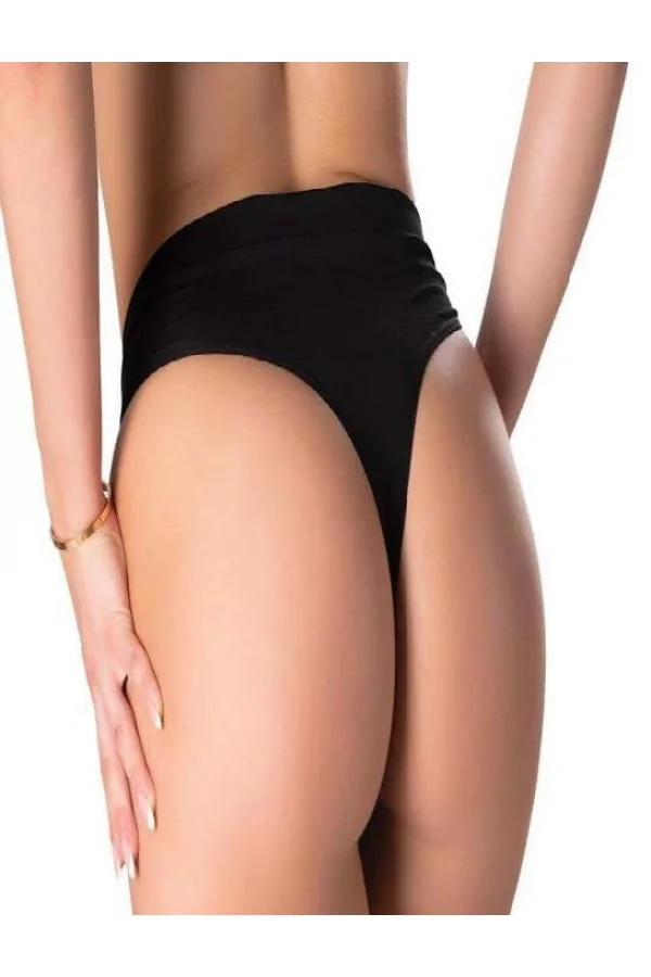 Luz&Pos Arias Closet V Metal Aksesuarlı Fantezi Siyah String Tanga