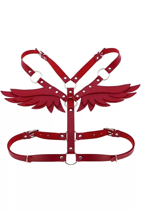 Melek Kanadı Detaylı Şık Deri Harness - Brf642