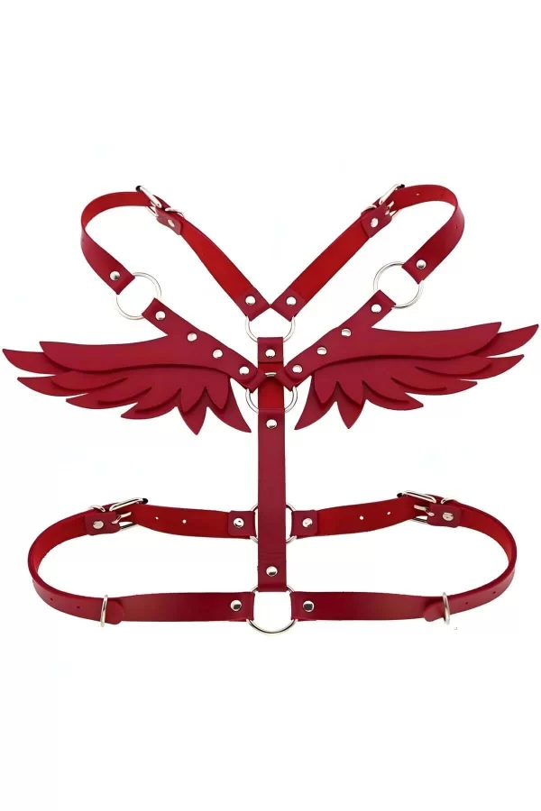 Melek Kanadı Detaylı Şık Deri Harness - Brf642