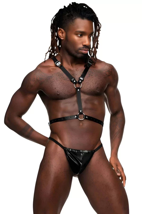 Melek Kanatlı Erkek  Deri Harness, Erkek  Fantezi Kostüm, Deri Kanatlı Harness - Brfm150
