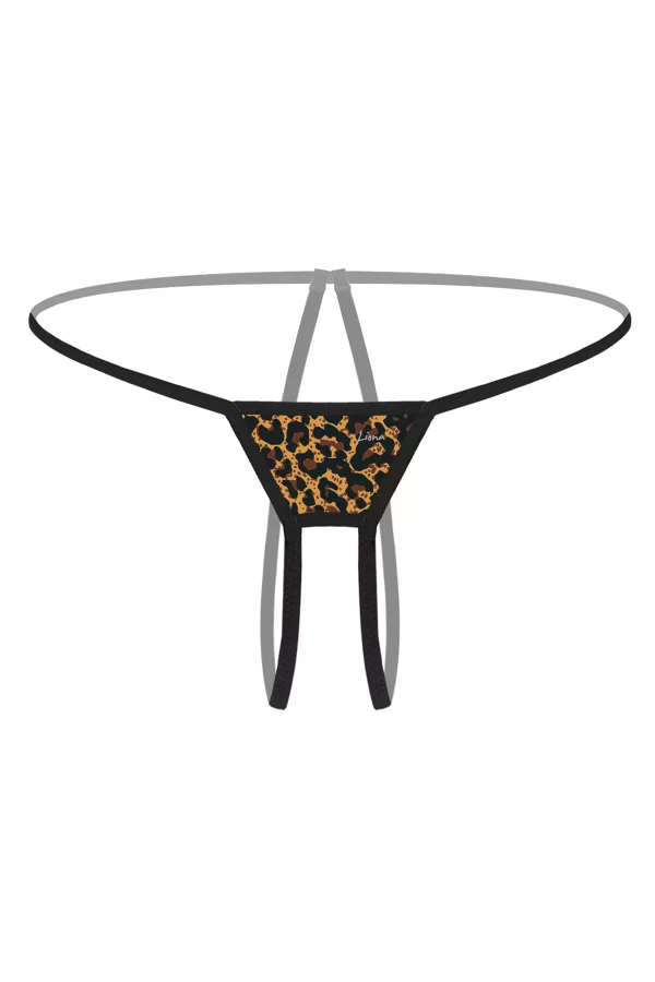Özel Bölgesi Açık Leopar Desenli Fantezi G String
