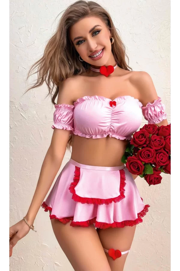 Pembe Etekli Fantazi Kadın Kostüm 3820