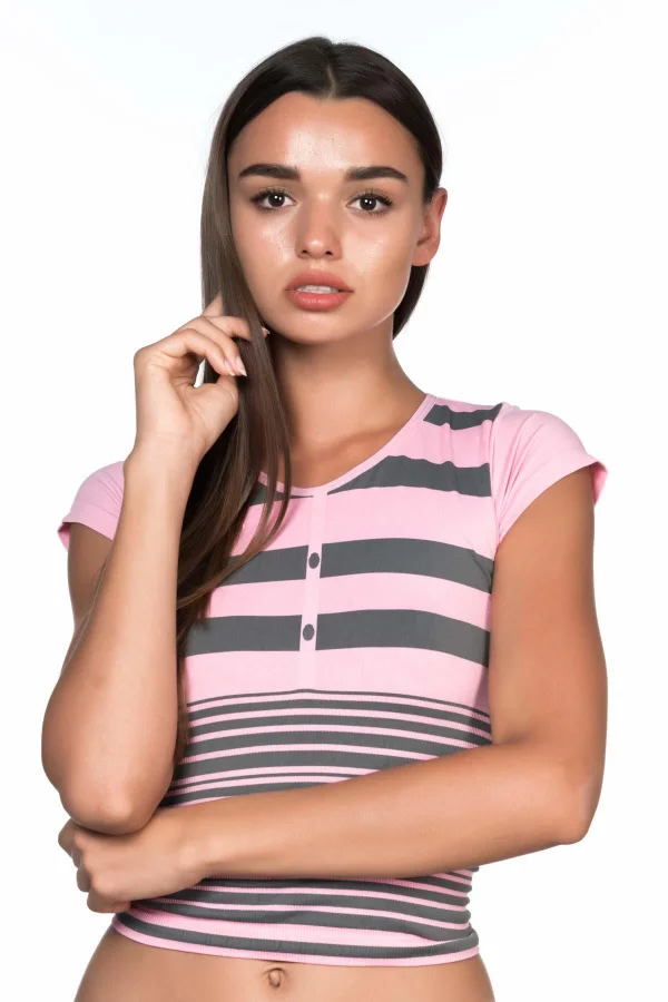 Pembe Gri Mı Emay 5026 Soft Seamless T Shirt