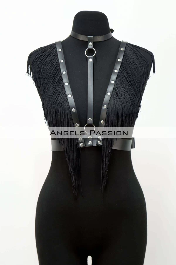 Püskül Ve Deri Büstiyer Harness, Püsküllü Clubwear, Deri Büstiyer - Brf767