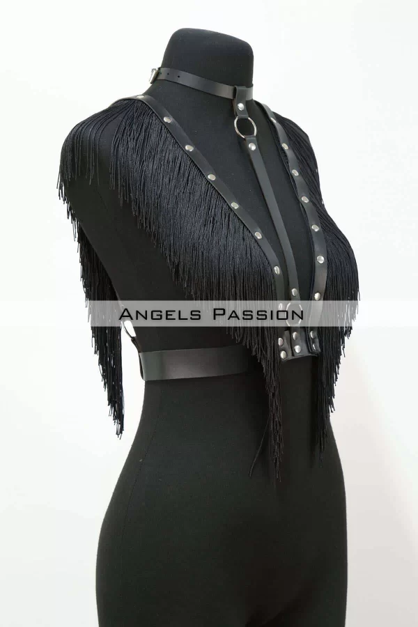 Püskül Ve Deri Büstiyer Harness, Püsküllü Clubwear, Deri Büstiyer - Brf767
