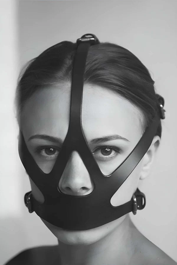 Seksi Deri Kadın Ağız Maske, Fantazi Ağzı Kapalı Yüz Maskesi - Brf1154