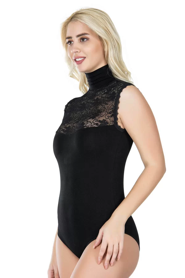 Sıfır Kol Balıkçı Yaka Kadın Body 343