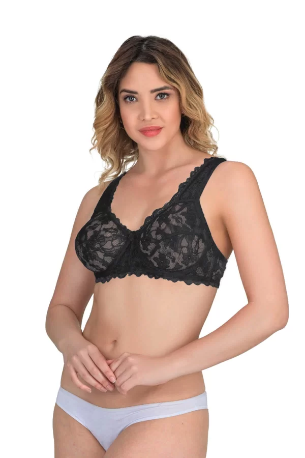 Siyah Mı Emay 178 C Balenli Dantelli Sütyen