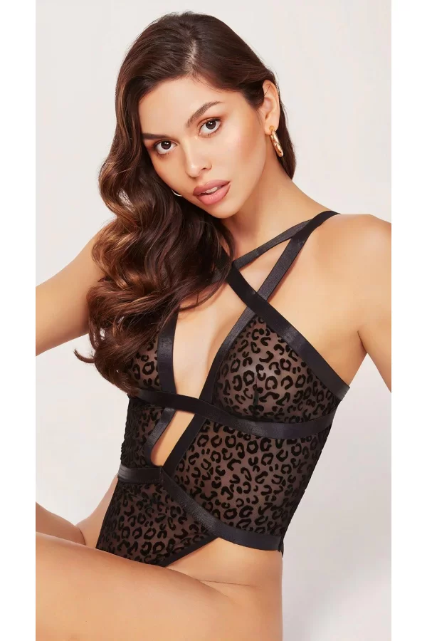 Siyah Transparan İp Detaylı Fantezi Babydoll