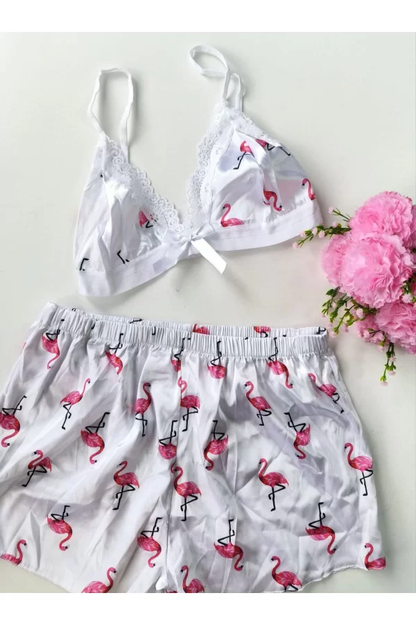 Şortlu Sexy Filamingolu Takım