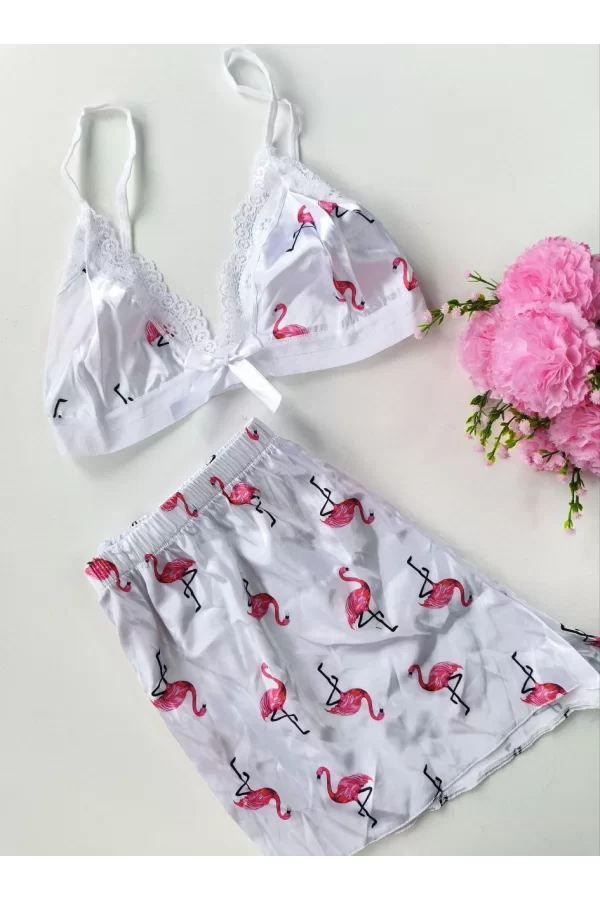Şortlu Sexy Filamingolu Takım