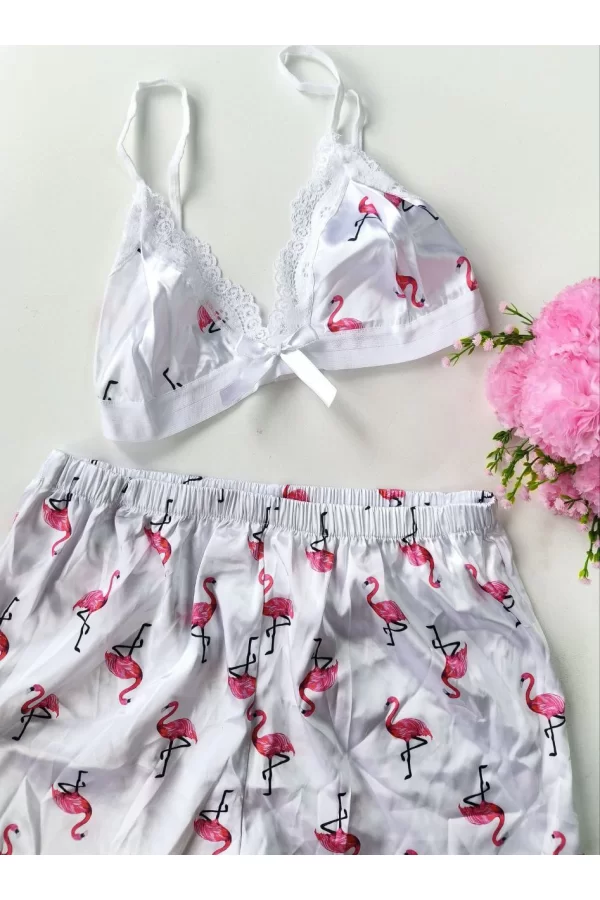 Şortlu Sexy Filamingolu Takım
