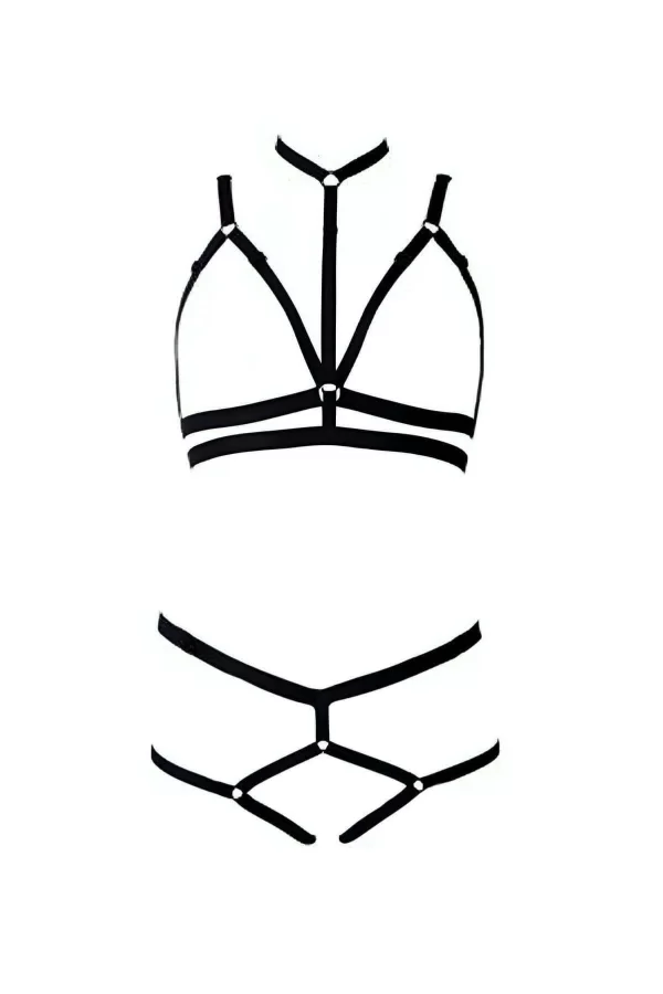 Sütyen - String Lastik Harness Takım - Brf144