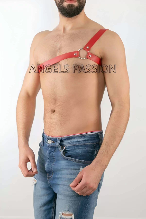 Tek Omuz Seksi Deri Erkek  Harness - Brfm3