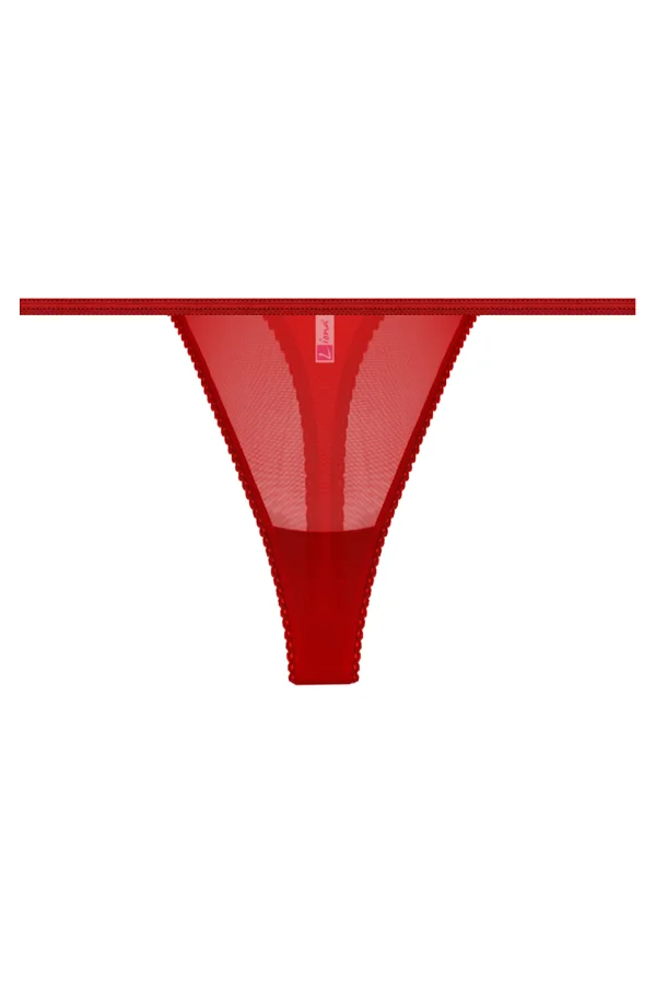Transparan Kırmızı Kadın Fantezi String Tanga
