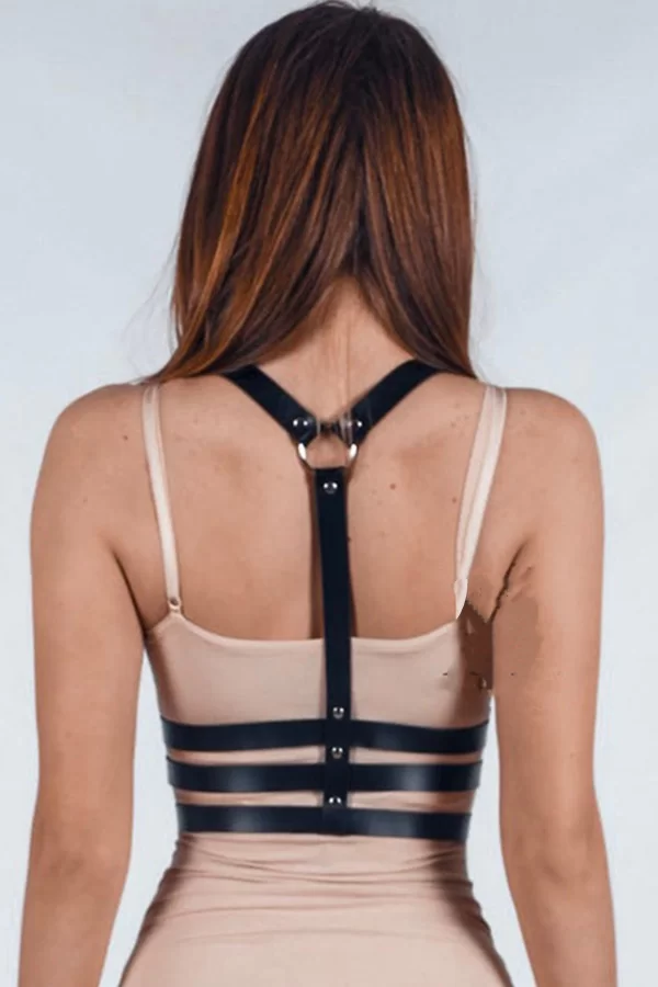 Üç Sıralı Fantazi Deri Harness 1125