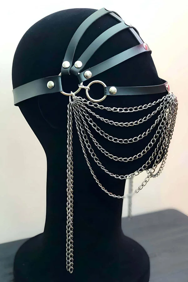 Zincirli Deri Seksi Maske - Brf465