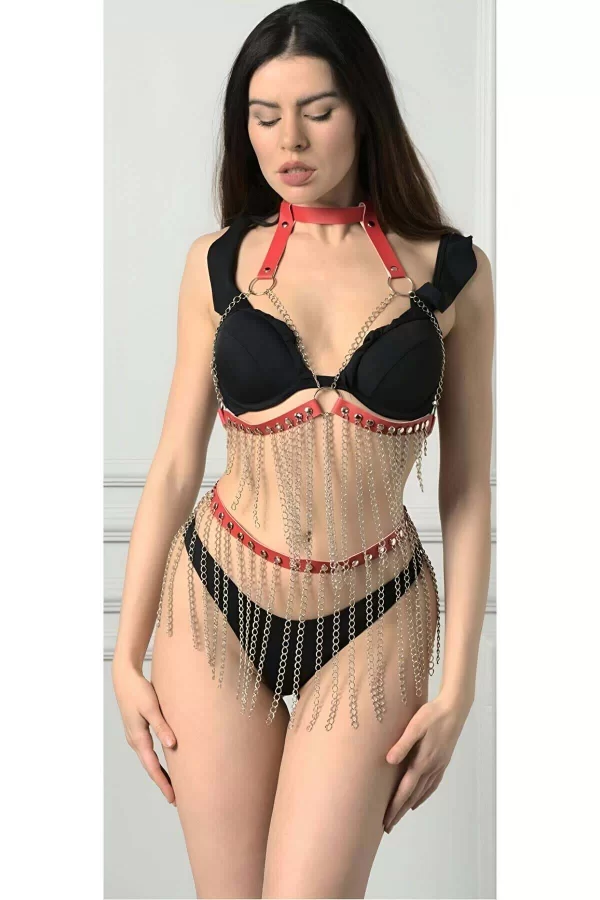 Zincirli Göğüs Ve Etek Harness Takım - Brf504