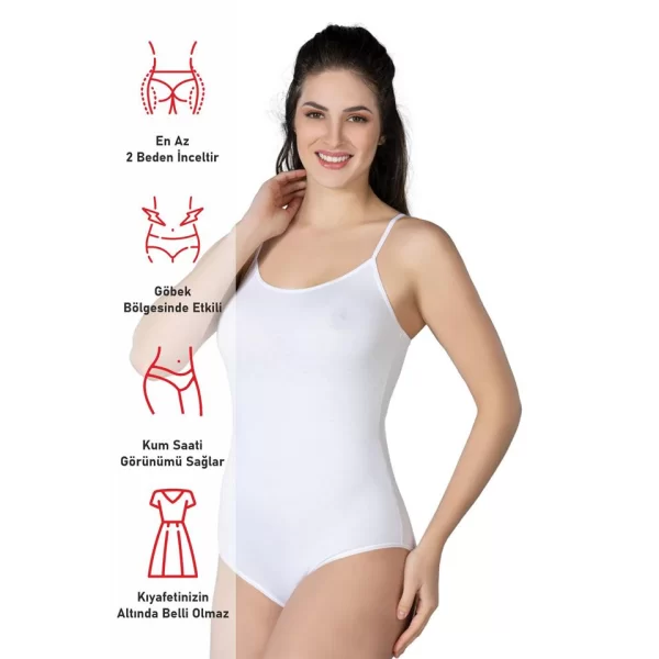 Beyaz Emay 1415 Modal Cotton Çıtçıtlı İnce Askılı Body