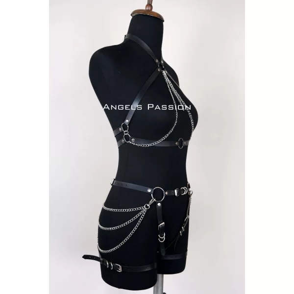 Deri Body Harness, Kadın Deri Fantezi Giyim - Brf1084