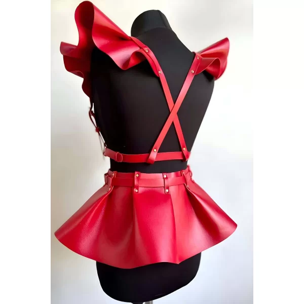 Deri Elbise Harness, Şık Mini Deri Elbise, Prenses Deri Elbise - Brf1001