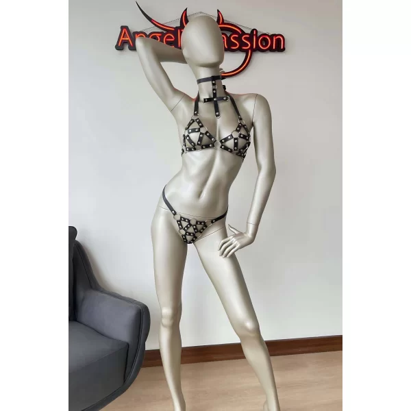 Deri Sütyen Takım Fantazi Harness - Brf464