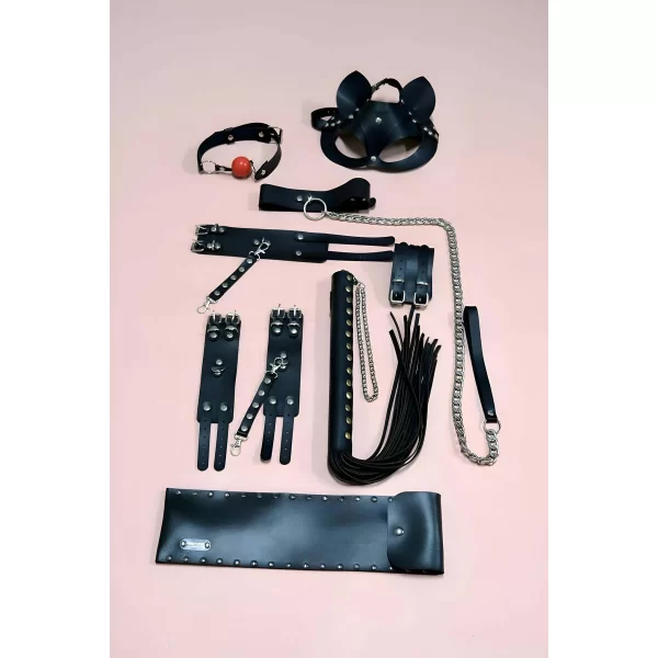 Fantazi Kırbaç Kelepçe Set, 6lı Set, Ayak - El Kelepçesi, Maske, Ağız Topu - Brf1308