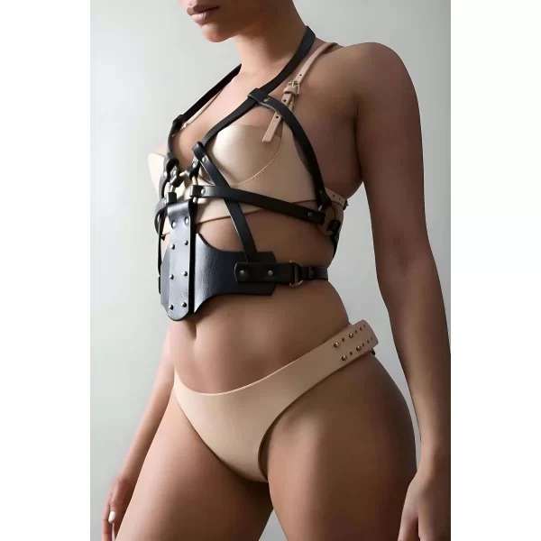 Fantezi Göğüs Harness, Seksi Bayan Deri İç Giyim - Brf1146