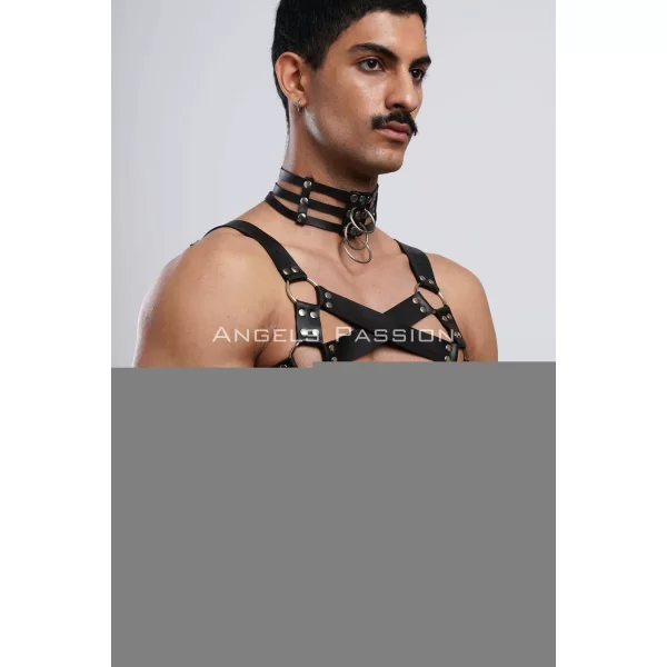 Gay Fantazi Giyim, Erkek Partywear, Tecnowear, Erkek Göğüs Harness- Brfm55