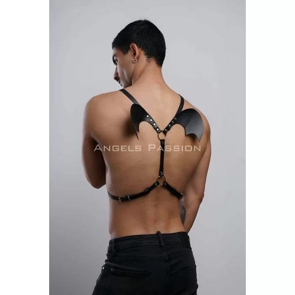 Kanatlı Erkek Harness, Erkek Göğüs Harness Ve Kanat Detay, Deri Kanatlı Harness - Brfm150