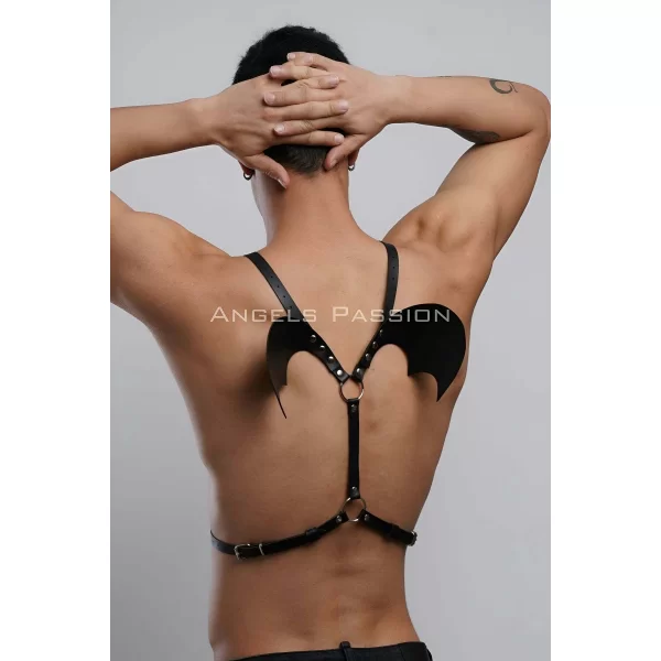 Kanatlı Erkek Harness, Erkek Göğüs Harness Ve Kanat Detay, Deri Kanatlı Harness - Brfm150