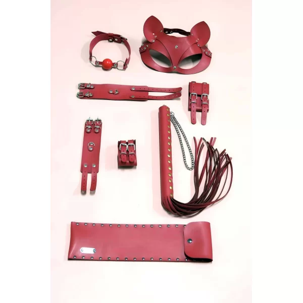 Kırbaç Kelepçe Set, 5li Set, El - Ayak Kelepçesi, Maske, Ağız Topu - Brf1307