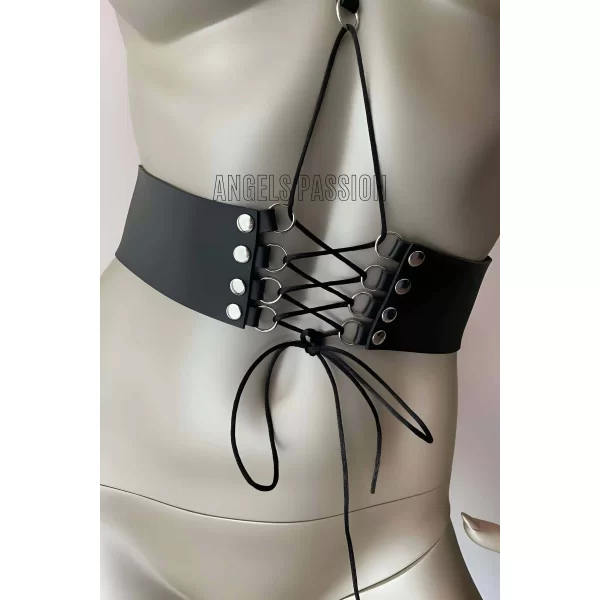 Klipsli Deri Korse Harness - Deri Korse Elbise - Brf594