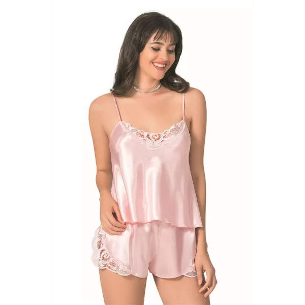 Somon Saten Babydoll Şort Takımı