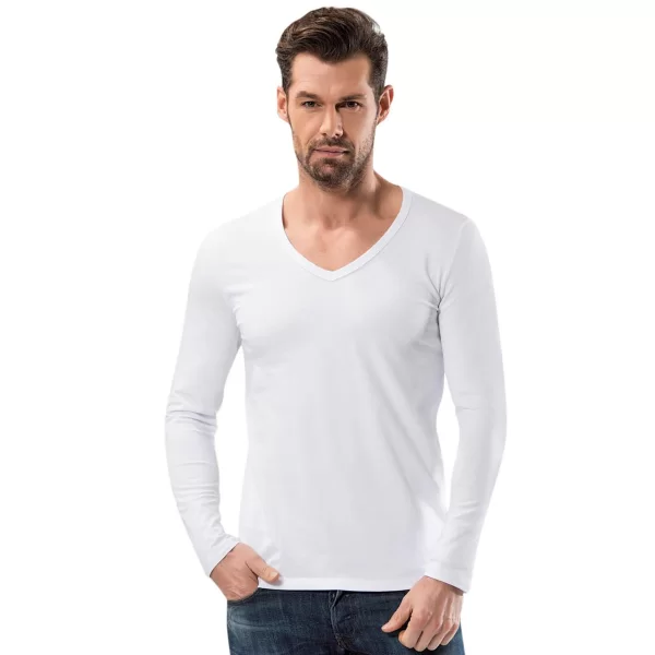 V Yaka Uzun Kollu Fit Kalıp T Shirt 1166