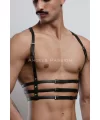 3 Sıralı Erkek Göğüs Harness, Şık T-shirt Üzeri Aksesuar - Brfm107