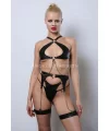 Deri Fantezi İç Giyim Takım, Şık Deri Harness Set, Club Wear - Apft1330