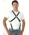 Göğüs Detaylı Arkadan Bağlamalı Erkek Deri Harness - Brfm84