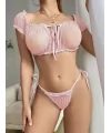 Kadın Pembe Bustiyer Külot Sexy Kostüm