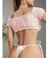 Kadın Pembe Bustiyer Külot Sexy Kostüm