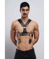 Kelepçeli Erkek Göğüs Harness, Deri Erkek Fantezi Harness, Kelepçeli Erkek Harness - Brfm121