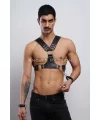 Kelepçeli Erkek Göğüs Harness, Deri Erkek Fantezi Harness, Kelepçeli Erkek Harness - Brfm121